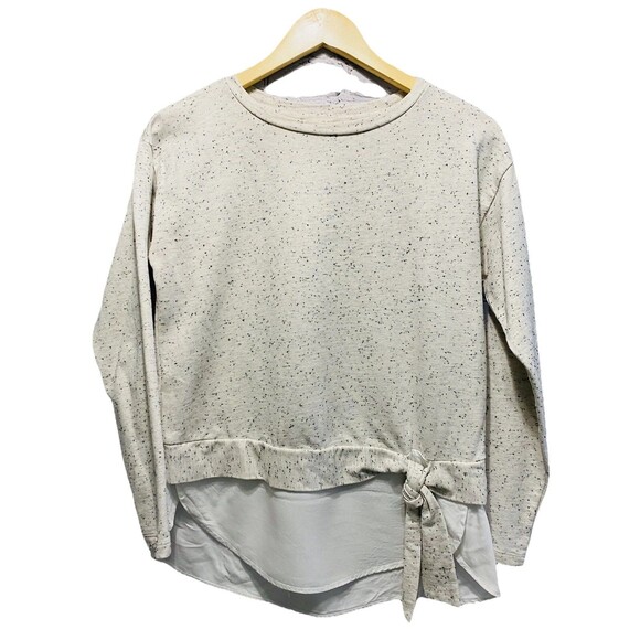 LOFT Ivory Speckled Layered Long Sleeve Lightweight Sweatshirt Tee XS Petite - Picture 1 of 6